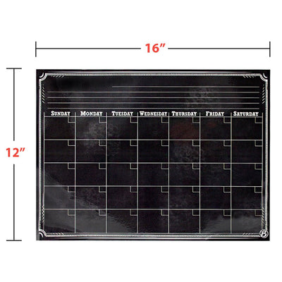 Bigtime Signs Dry Erase Magnetic Refrigerator Calendar Board - Black Chalkboard LOOK