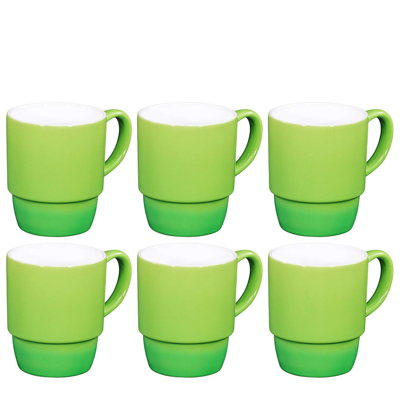 Ceramic Stacking Coffee Mug Tea Cup Dishwasher Safe Set Of 6 - Large 18 Ounce,