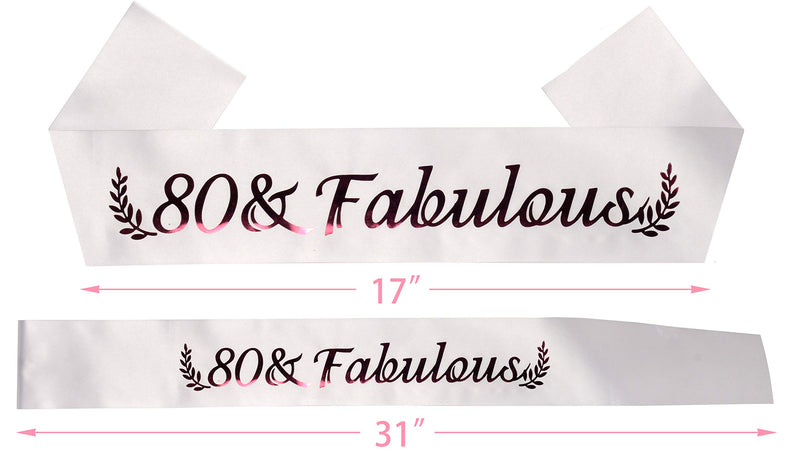 80th Birthday Gifts for Women, 80th Birthday Tiara and Sash, 80 Fabulous Sash and Crystal