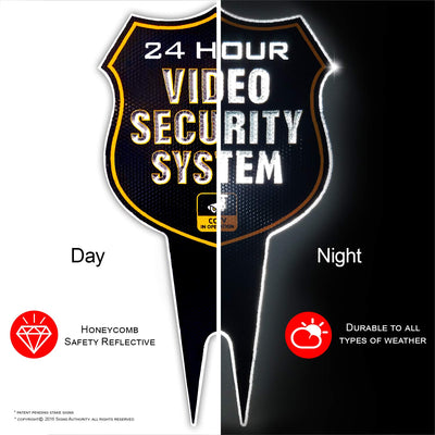 Ultra Reflective Warning 24 Hour Video Surveillance Security Camera System in Operation