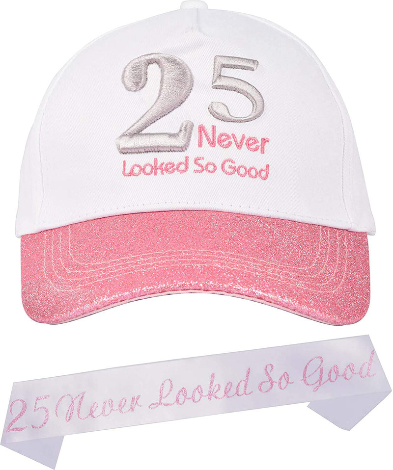 25th Birthday Gifts for Women, 25 Birthday Hat Pink, 25 Birthday Sash, 25th Birthday