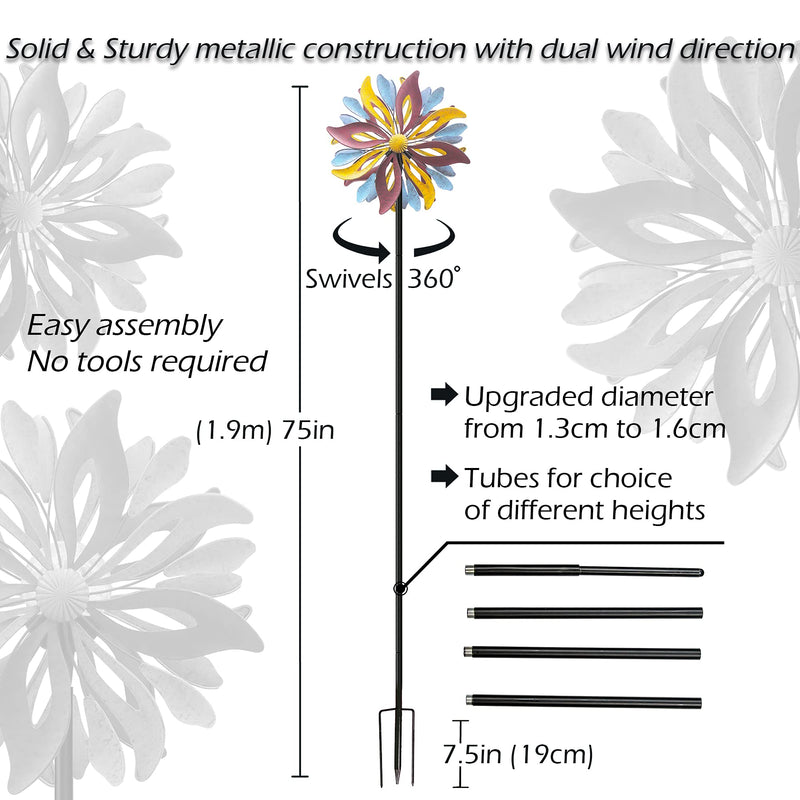 Solar Wind Spinner Venetian 75in Multi-Color Seasonal LED Lighting Solar Powered Glass