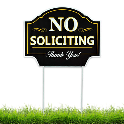 No Soliciting Outdoor Metal Yard Sign For Home, House And Business | Stylish Laser Cut