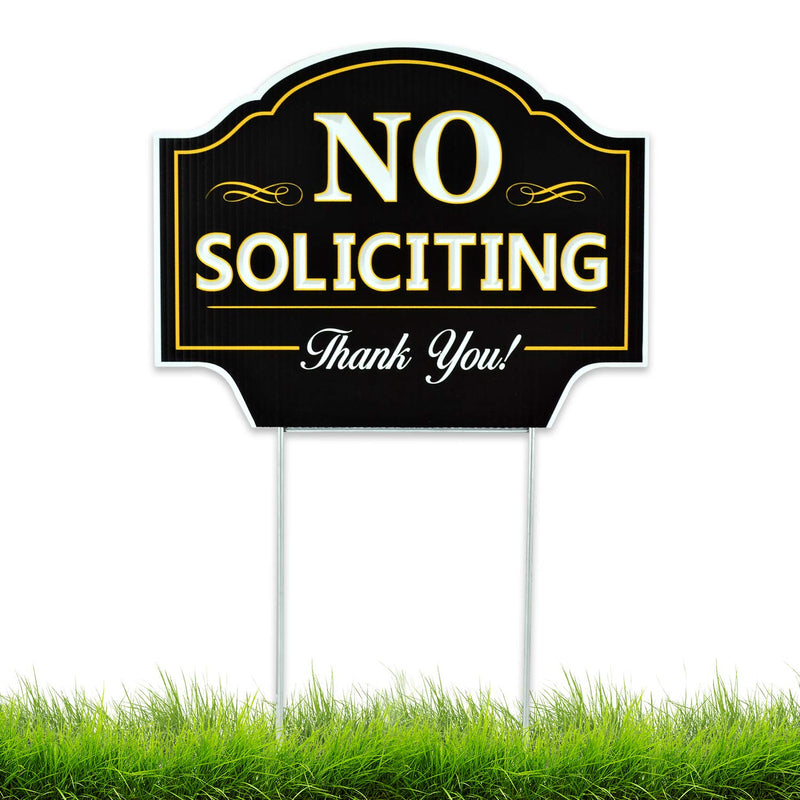 No Soliciting Outdoor Metal Yard Sign For Home, House And Business | Stylish Laser Cut