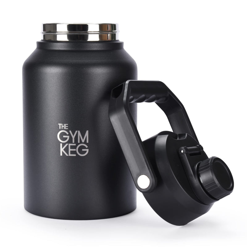 Gym Keg Stainless Steel Insulated Sports Water Bottle (64oz) - Resistant Sweat-F