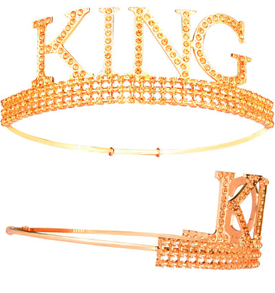 King's and Queen's Royal Crowns Gold, "Homecoming King" and"Homecoming Queen" Satin Sash