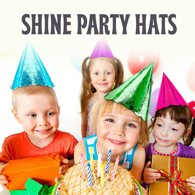 Kicko Shine Party Hats - 12 Pack - 4 Colors - for Kids, Party Favors, Stocking Stuffers