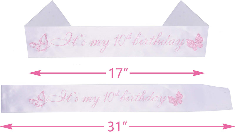 10th Birthday Gifts for Girls, 10th Birthday Tiara and Sash, Its My 10th Birthday Sash