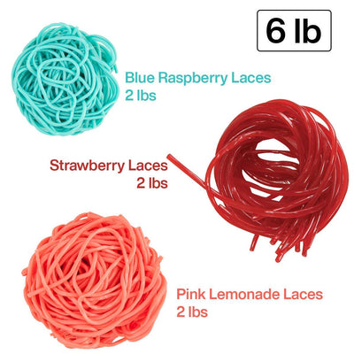 Kicko Licorice Laces Variety Pack - Blue Raspberry, Pink Lemonade, and Strawberry Flavors