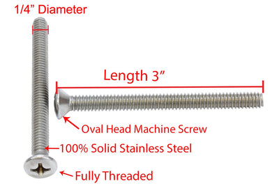 8-32 X 5/8'' Stainless Phillips Oval Head Machine Screw, (100 pc), 18-8 (304) Stainless