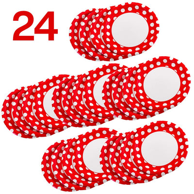 Kicko Red and White Polka Dot Dessert Paper Plates - 24 Pack - 9 Inch - Disposable