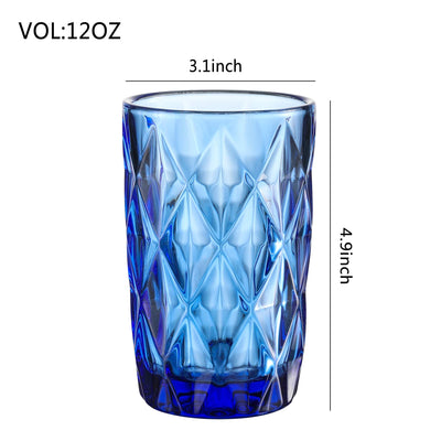 Double Old Fashioned Glasses Beverage Glass Cup,Colored Glass Drinkware 12 Ounce Water