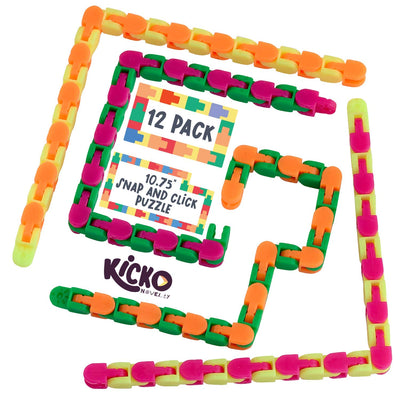 Kicko 10.75 Inch Snap and Click Puzzle - 12 Pack Brain Teaser Toys - Stimulator, Ideas