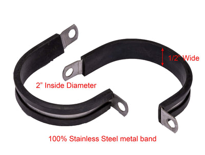 2" Diameter Stainless Cushion Cable Clamp, 18-8 Stainless Steel (10pc