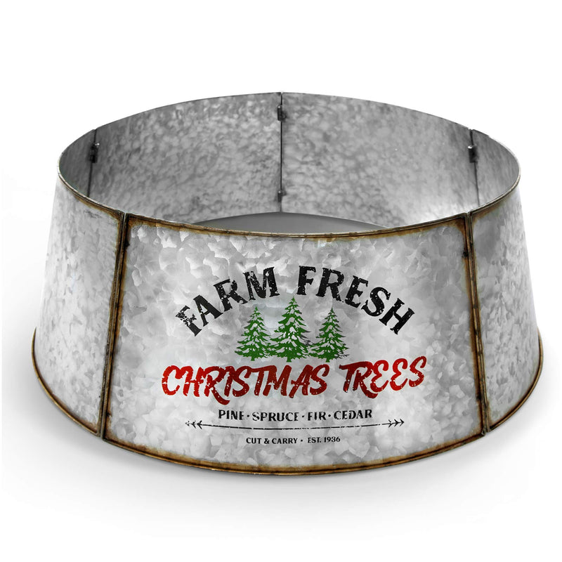 Hallops Galvanized Tree Collar - Large to Small Christmas Tree. Adjustable Metal Skirt