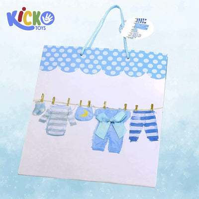 Kicko Large Blue Baby Gift Bags with Tissue Paper - 23 Pieces - 13 Inches - for Party