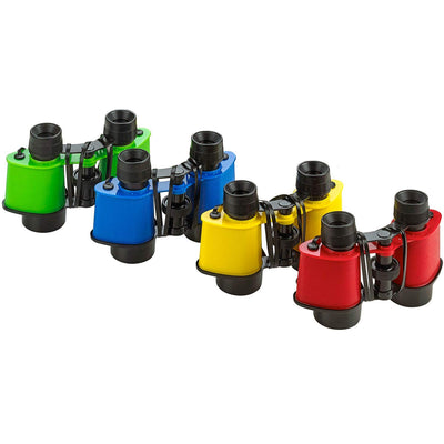 Kicko Toy Binoculars with Neck Strings - 4 Pack - 3.5 x 5 Inches - Colorful Novelty Binos