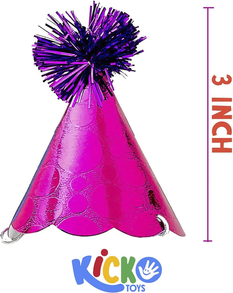 Kicko Mini Party Hats - 8 Pack - 4 Glossy Colors - for Kids, Party Favors, Stocking