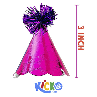 Kicko Mini Shine Party Hats - 24 Pack - 4 Colors - for Kids, Party Favors, Stocking