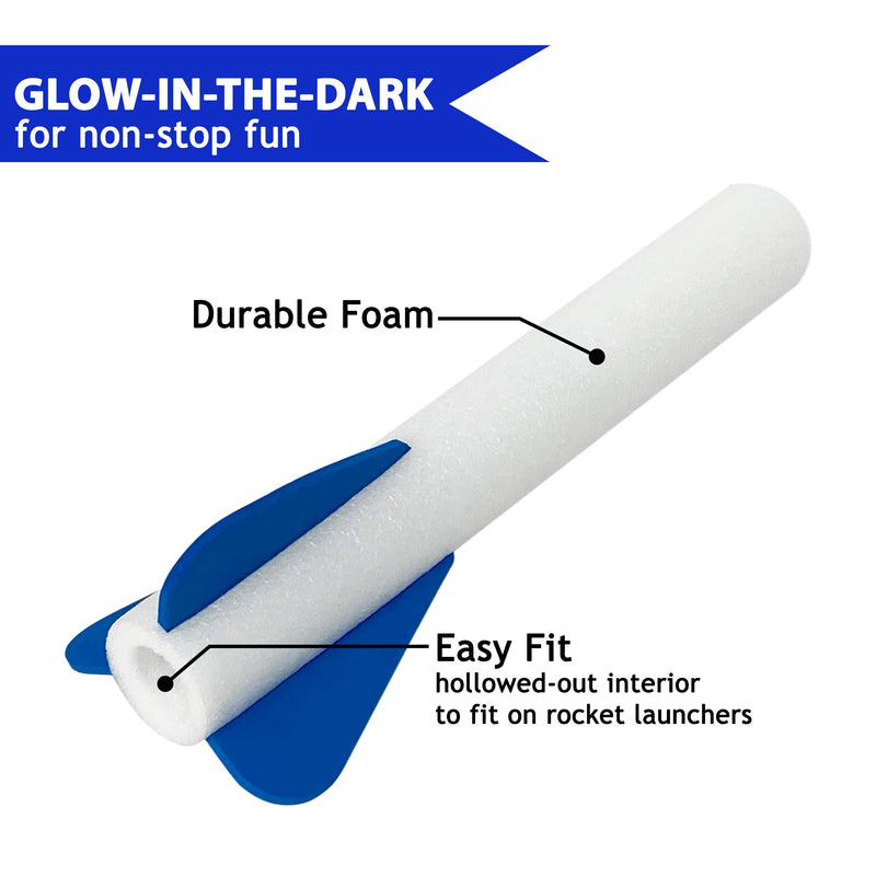 Glow-in-The-Dark Soft Foam Rocket Refills for Rocket Launchers | Compatible with Stomp