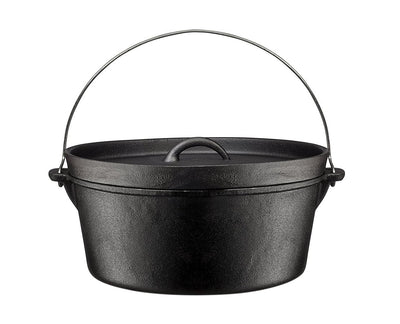 PreSeasoned Cast Iron Dutch Oven With Flanged Lid Iron Cover, For Campfire Or Fireplace