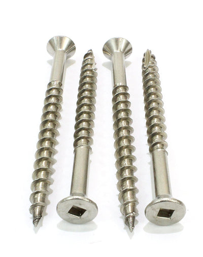 8 x 1-1/2" Stainless Deck Screws, (100 Pack), Square Drive, Type 17 Wood Cutting Point