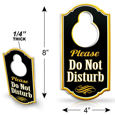 Please Do Not Disturb Door Hanger Sign - 1/4 inch Thick Rigid PVC - 8 inch x 4 inch w