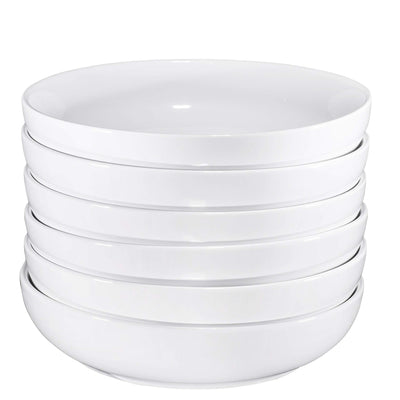 Bruntmor Ceramic Salad, Cereal And Pasta Bowls Set Of 6, Shallow Dinner Bowls That Are