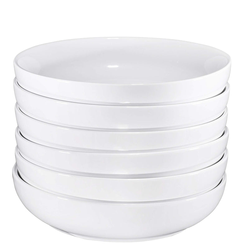 Bruntmor Ceramic Salad, Cereal And Pasta Bowls Set Of 6, Shallow Dinner Bowls That Are