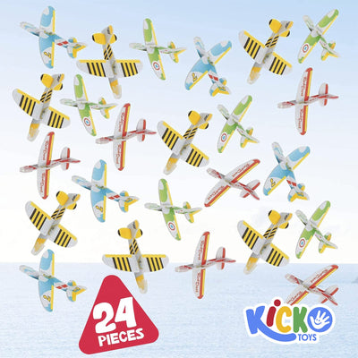 Kicko Mini Foam Airplane Glider - 24 Pieces Colorful Flying Plane - Perfect for Indoor