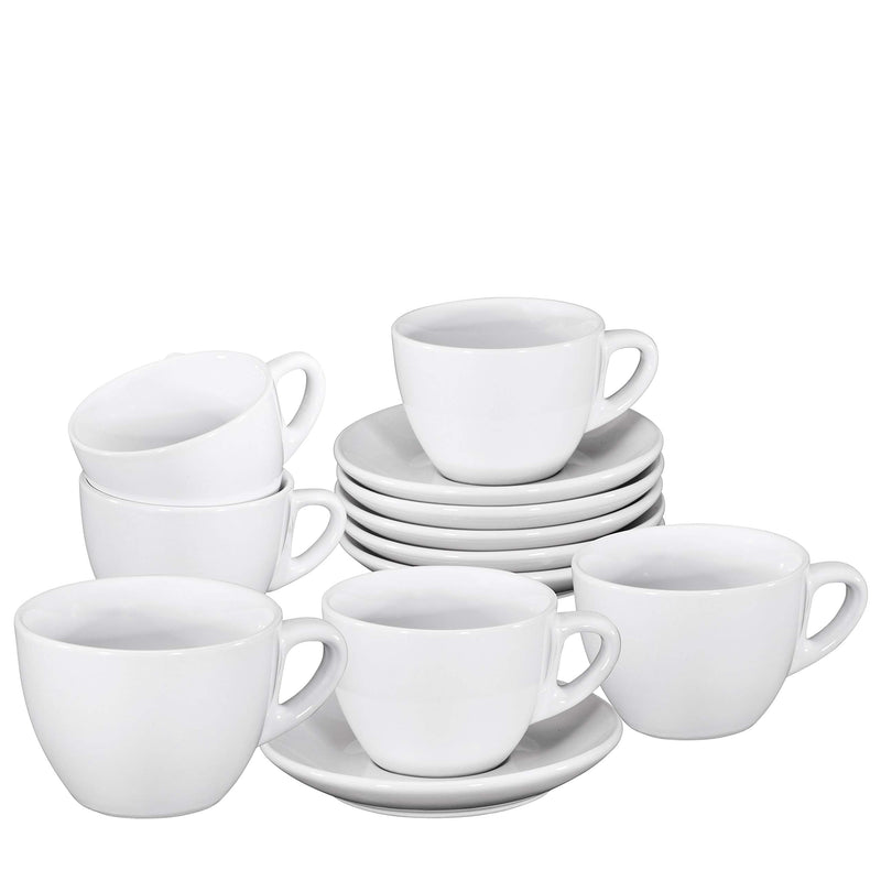 Cappuccino Cups with Saucers by Bruntmor - 6 ounce - Set of 6