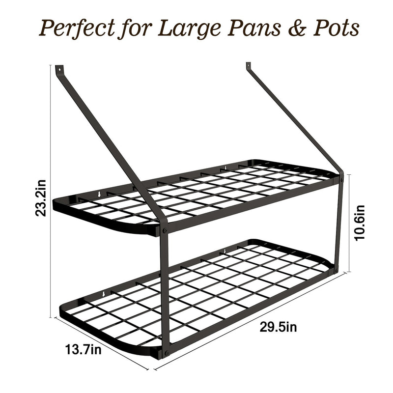 Shelf Pot And Pan Rack - Mounted Hanging Pot Rack For Kitchen Storage And Organization