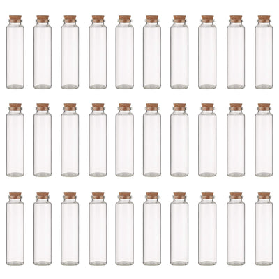 30Pcs Transparent Glass Message Vials with Cork Stoppers, Glass Wish Bottles, Tiny Small