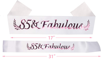 85th Birthday Gifts for Women, 85th Birthday Tiara and Sash, 85 Fabulous Sash and Crystal