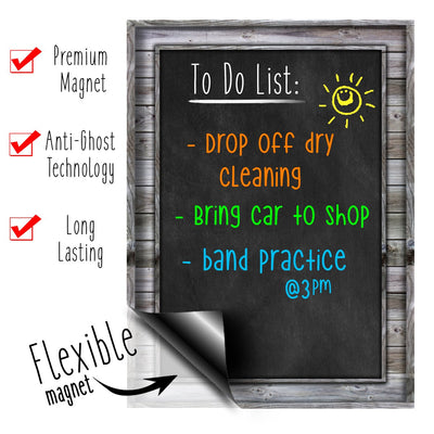 Rustic Wood Black Magnetic Refrigerator Dry Erase Chalkboard  Photo