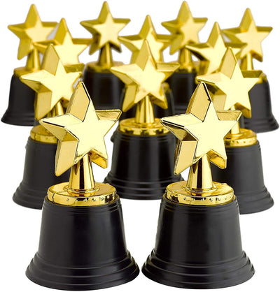 Kicko 4.5 Inches Plastic Golden Star Trophy - 12 Pieces Achievement Prize Award - Perfect