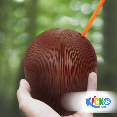 Kicko Coconut Cup - 6 Pack - 5.5 Inches Cool and Fun Plastic Coconut Cups for Beachside