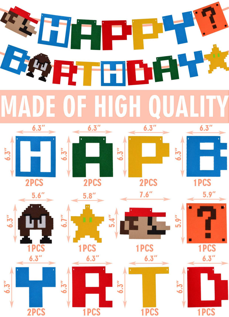 Super Mario Happy Birthday Banners, Mario Party Birthday Supplies Decoration, Super Mario