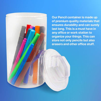 Kicko Pencil Container - 4.5 Inches x 8 Inches Transparent Pencil Organizer Jar with Lid