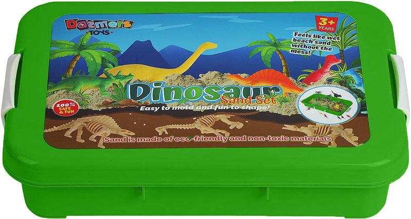 Dinosaur Play Sand Kit - 2 Bags of Sand and 34 Pieces - Feels Like Wet Sand Without The