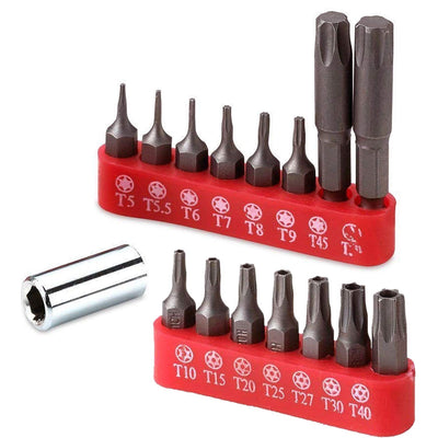 Katzco 6 Point Torx Star Bit Set  16 Pieces Assorted Tamper Proof Star Bits