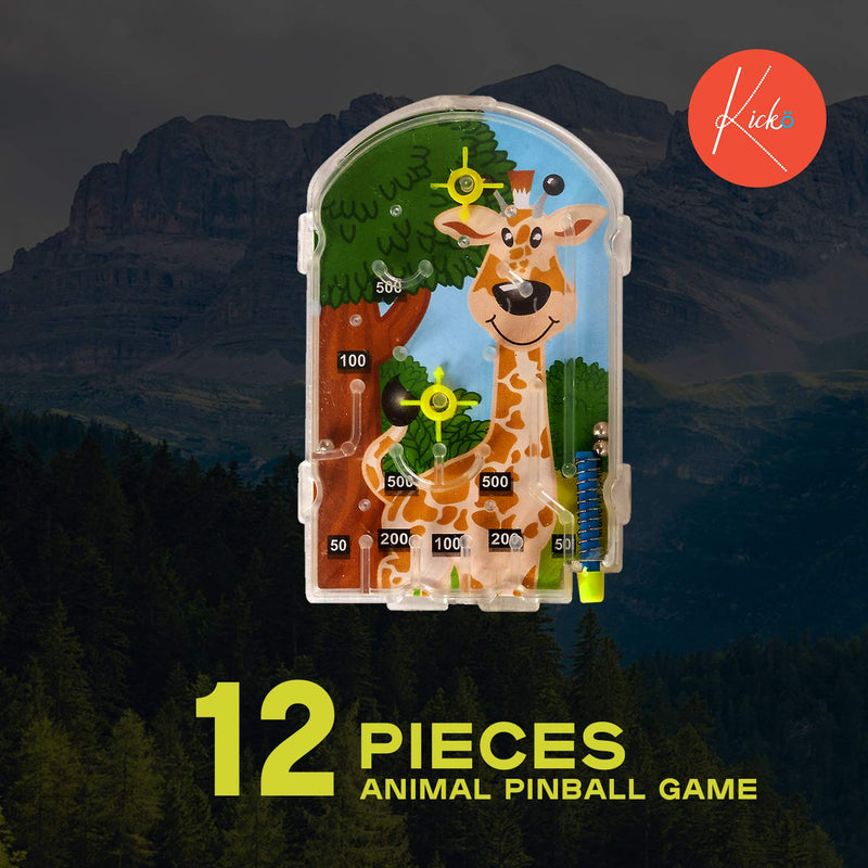 Kicko 3 Inch Animal Pinball Game - Zoo Animal Pinball Game, Pack of 12 of Animal Pitch