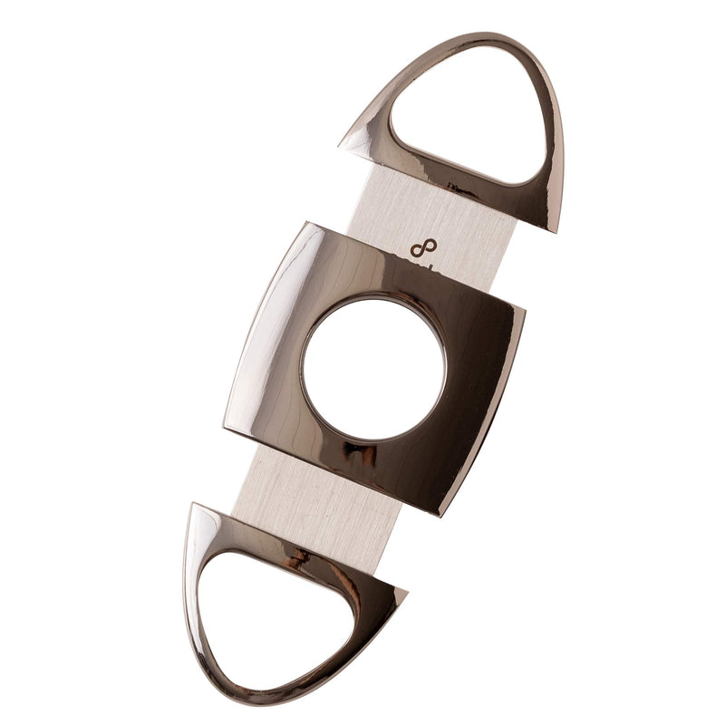 Pardo Cigar Cutter Polished Chrome Gun Metal - Straight Cut, Sharp Stainless Steel Double