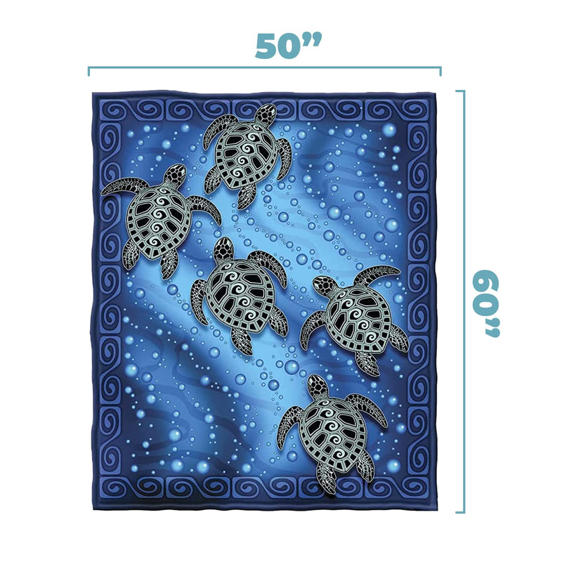 Tribal Sea Turtles Super Soft Plush Fleece Throw Blanket