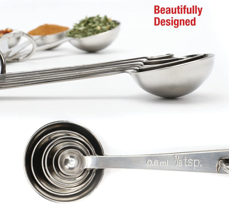 Measuring Spoons 18/8 Stainless Steel Round Spoon Design Set