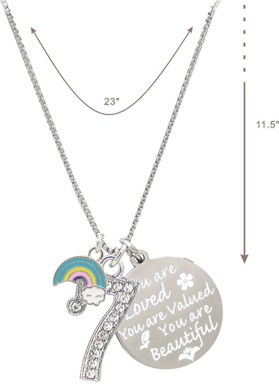 7th Birthday, 7th Birthday Decoration for Girls, 7th Birthday Gift, 7th Birthday Necklace