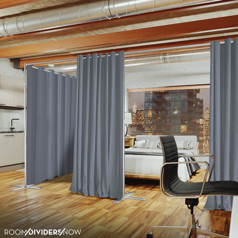 End2End Room Divider Kit - Medium A, 8ft Tall x 7ft 6in - 12ft Wide, Slate Gray (Room