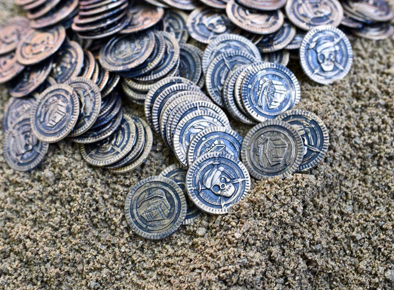 Kicko Pirate Coins Pirates Treasure Coins - 72 Pack Plastic - Pirate Doubloons Chest