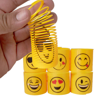 Kicko Emoji Coil Spring - 24 Pack - 1.4 Inch Spiral Emoticon Faces for Easter Basket