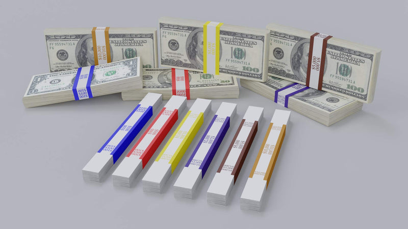 Money Bands Currency Straps- 600 Pieces Self Adhesive Color Coded Money Wrappers for Bills